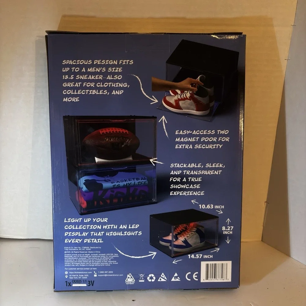 Kicks & Co Stackable Sneaker Storage LED Box USB Powered Remote Fits Up To 13.5